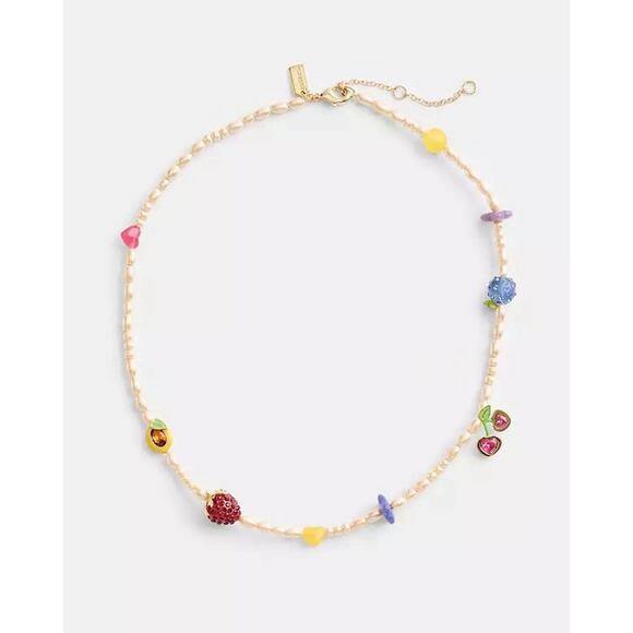 NWT Coach Multicolor Fruit Charm Necklace Gold/Multi CT069 - Picture 2 of 7